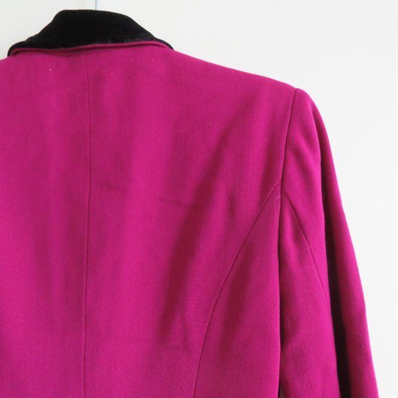 VINTAGE RALPH LAUREN Purple Label 100% Wool Purple Velvet Collar Coat Size 6 - Picture 8 of 15